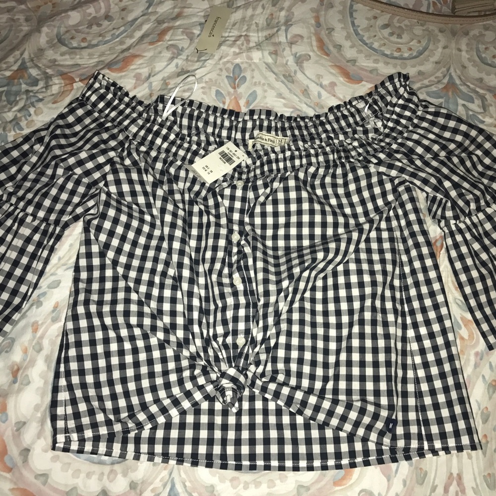 Off the shoulder plaid top